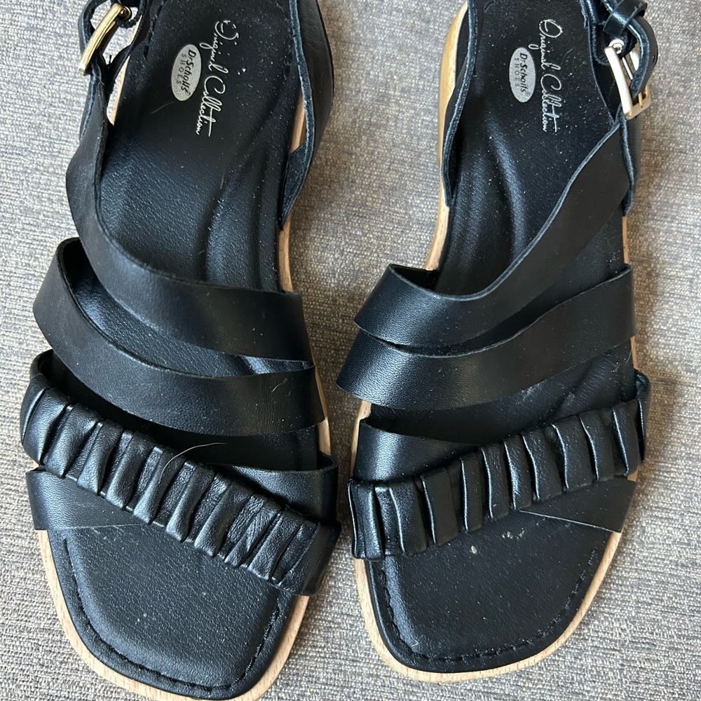 Dr. Scholl's Black Sandals with Contoured Footbed and Ankle Strap